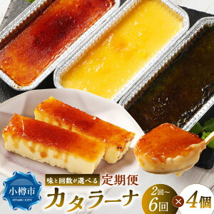 【ふるさと納税】<選べる味・定期便>北海道カタラーナ 1回あたり計約600g(約150g×4個) 1ヶ月毎 2回/3回/4回/5回/6回 プレーン / 夕張メロン / 国士無双 酒粕 抹茶味 / 3種セット アイスクリー