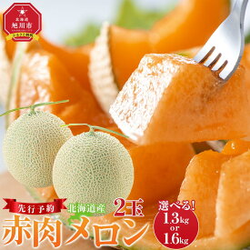 【ふるさと納税】【先行予約】【内容量選択可能】北海道産赤肉メロン約1.3kg ～1.6kg（2025年7月中旬から発送予定) _02061 | メロン 赤肉 果物 フルーツ 糖度