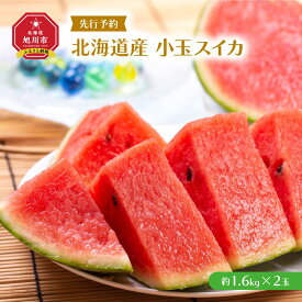 【ふるさと納税】【26年発送先行予約】北海道産小玉スイカ約1.6kg×2玉 (2026年7月中旬から発送開始予定)_02063 | すいか 西瓜 果物 フルーツ 小玉 ミニサイズ 糖度 デザート 甘い 旭川市ふるさと納税 北海道ふるさと納税 旭川市 北海道 旬 送料無料