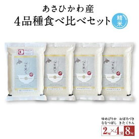 【ふるさと納税】《先行予約》【令和7年産・精米・真空パック】 あさひかわ産米 4品種食べ比べセット 2kg×4袋（2026年1月下旬から発送開始予定）_01472