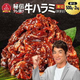 【ふるさと納税】【容量選択可能】秘伝タレ漬け牛ハラミ(サガリ)薄切）500g～2kg（タレ込み） | 牛肉 お肉 焼肉 焼き肉 やきにく焼肉用 タレ 漬け 付き 味付き 薄切り にく 小分け 個包装 冷凍