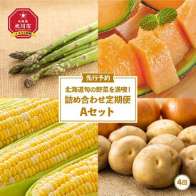 【ふるさと納税】【26年先行予約】北海道旬の野菜を満喫！詰め合わせ定期便Aセット(4回)_02067 | アスパラ アスパラガス 春 メロン 赤肉メロン とうもろこし ゴールドラッシュ 玉ねぎ じゃがいも旭川市 北海道 送料無料