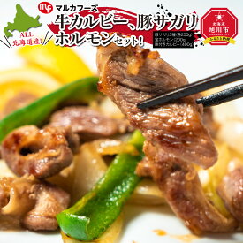 【ふるさと納税】ALL北海道産！牛カルビー、豚サガリ、ホルモンセット_01305 | 豚肉 サガリ 牛肉 カルビ 味付き ホルモン セット 旭川市ふるさと納税 北海道ふるさと納税 送料無料