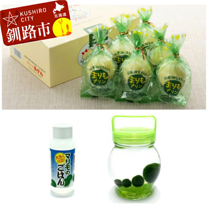 楽天市場 ふるさと納税 阿寒湖銘菓まりもプリン6個入と養殖まりもセット グリーン Ta501 A134 北海道釧路市