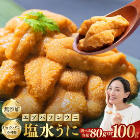 【ふるさと納税】特選 無添加 生うに 80g / 100g（エゾバフンウニ）【6月中旬(予定)～9月発送不可】北海道 うに ウニ 雲丹 生ウニ 塩水ウニ ミョウバン不使用 海鮮丼 寿司 冷蔵 うに丼 ウニ丼 生鮮食品 おつまみ ご褒美 海鮮 海産物 冷蔵 塩水パック グルメ 釧路市 送料無料