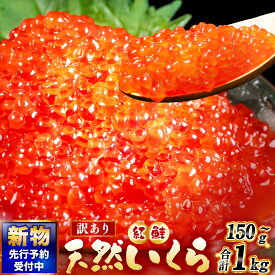 【ふるさと納税】高評価★4.5 新物 天然紅鮭いくら 醤油漬け 150g～1kg 【先行予約】【選べる内容量】楽天 イクラ 訳あり 規格外 魚卵 紅鮭 鮭 海鮮丼 魚介類 水産物 個包装 小分け パック 人気 ランキング 手巻き寿司 化粧箱 贅沢 個別包装 冷凍 北海道 釧路市 セレクション