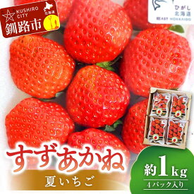 【ふるさと納税】≪6月から順次発送≫ すずあかね約1kg (4パック入り) 夏いちご イチゴ 夏イチゴ 果物 苺 いちご 夏 スィーツ ケーキ フルーツ 北海道 F4F-4185