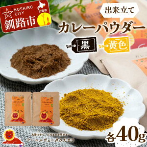 【ふるさと納税】出来立てカレーパウダー 黒 黄色 各40g ローストパウダー イエローパウダー 本格的 スパイス 簡単 調味料 調理 おかず 本格 保存料不使用 化学調味料不使用 添加物不使用 F4F
