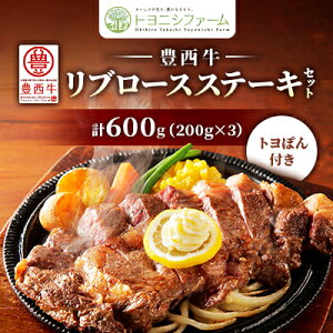 【ふるさと納税】豊西牛 リブロース ステーキ セット 600g (200g×3パック) トヨぽん付き【配送不可地域:離島】【1483750】