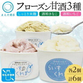 【ふるさと納税】フローズン甘酒 らいすくれま 定番3種 各2個 計6個 米麹 いちご きなこ 北海道 帯広市【配送不可地域：離島】【1609022】