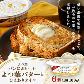 【ふるさと納税】よつ葉 パンにおいしい よつ葉バターとひまわりオイル 100g×6個_ バター よつ葉バター よつ葉 乳製品 加工品 ひまわりオイル トースト パン 100g×6個 北海道 帯広市 ギフト プレゼント 送料無料 【配送不可地域：離島】【1690042】