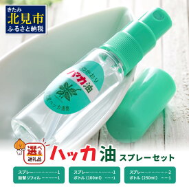 【ふるさと納税】＼12/10入金分まで年内配送／ハッカ油スプレーセット( ミント スプレー 消臭スプレー 携帯用 詰替え 薄荷 消臭 リフィル 爽快 アロマオイル 天然由来 マスク ハンカチ 爽快感 キャンプ ゴルフ 釣り アウトドア )
