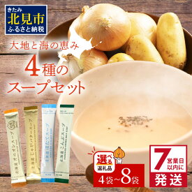 【ふるさと納税】《7営業日以内に発送》大地と海の恵み北海道スープ 4種セット 4〜8袋 ( ふるさと納税 1000円スープ たまねぎ オニオン じゃがいも じゃがバタ こんぶ ほたて 帆立 野菜 小分け )