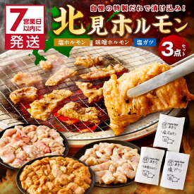 【ふるさと納税】《7営業日以内に発送》北見 ホルモン 3点セット ( 焼肉 ホルモン 肉 にく 味付き肉 )