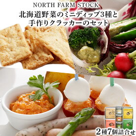 【ふるさと納税】 北海道野菜のミニディップ3種と手作りクラッカーのセット／北海道産 野菜 クラッカー オニオンマスタード トマトチリ ブロッコリーワサビ 3種 セット ギフト お取り寄せ 内祝い お中元 お歳暮 北海道 ふるさと納税 岩見沢市 岩見沢 【07122】