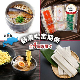 【ふるさと納税】留萌市　麺満喫定期便　全4回お届け　【定期便・そば・蕎麦・にしんそば・ニシンそば・つけ麺・うどん・つけ麺】