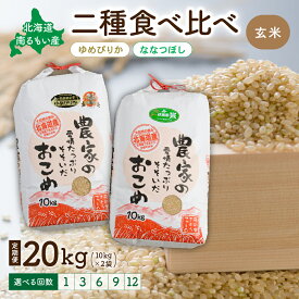 【ふるさと納税】回数が選べる 定期便 北海道留萌産「ゆめぴりか＆ななつぼし(玄米)」20kg (10kg×2) 北海道 南るもい産 ふるさと納税米 ふるさと 南るもい さとうファーム 留萌 1回 3回 6回 9回 12回