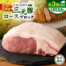 【ふるさと納税】＜選べる容量と回数＞ 3回 ～ 12回 毎月 定期便 日本の米育ち平田牧場 三元豚ロースブロック 600g or 1.2kg 肉 豚 豚肉 三元豚 ロース ブロック 塊 冷凍 便利 パック 定期 平田牧場 北海道 苫小牧市 おすすめ ランキング プレゼント ギフト