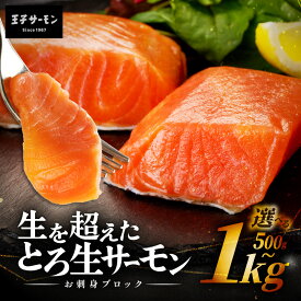 【ふるさと納税】 ＜選べる容量＞ 王子サーモン 生を超えた とろ生サーモン お刺身用 ブロック 500g or 1kg サーモン トロ 鮭 刺身 燻製 スモーク 保存料不使用 個包装 北海道 苫小牧市 おすすめ ランキング プレゼント ギフト