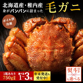 【ふるさと納税】☆12月発送＊先行予約☆ 【内熨斗付】【ボイル済み急速冷凍】身がぎっしりと詰まった毛ガニ 選べる1尾〜3尾 1尾750g前後ボイル 毛がに 毛ガニ 毛蟹 ボイル 蟹 カニ 海鮮 北海道ふるさと納税 稚内 ふるさと納税 北海道 【配送不可地域：離島・沖縄県】