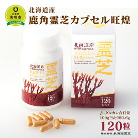 【ふるさと納税】北海道産　鹿角霊芝カプセル旺煌 120粒 | 【健康補助食品】 サプリ β-グルカン ベータグルカン ガノデリン酸 カプセル 北海道ふるさと納税 美唄 ふるさと納税 北海道