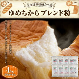 【ふるさと納税】ゆめちからブレンド粉 500g×8袋 合計4kg | 強力粉 小麦 国産 超強力粉 ブレンド きたほなみ 北海道 江別市 送料無料