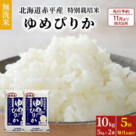 【ふるさと納税】【先行予約2024年産米・11月より順次出荷】無洗米 北海道赤平産 ゆめぴりか 10kg (5kg×2袋) 特別栽培米 【5回お届け】 米 北海道 定期便　【定期便・米 お米 ゆめぴりか ふるさと納税 無洗米 特別栽培 定期便 赤平産】　お届け：2024年11月より順次出荷