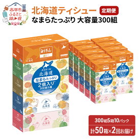 【ふるさと納税】【2回お届け・計100箱】エリエール 北海道ティシューなまらたっぷり 300組5箱×10パック 大容量 日用品 トイレ 消耗品　【定期便・ 日用品 消耗品 ストック 生活必需品 】