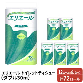 【ふるさと納税】エリエール トイレットティシュー［ダブル 30m］12R×6パック（計72ロール） 日用品 トイレ 消耗品 トイレットペーパー　【 消耗品 】