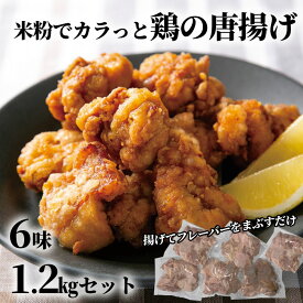 【ふるさと納税】10-515 米粉でカラッと鶏の唐揚げ6種 セット ( レモンハーブ ヤンニョム 醤油麹 カレー チーズ 梅しそ ) 唐揚げ から揚げ からあげ 小分け 真空 真空パック 真空包装 食べ比べ お楽しみ 冷凍 1.2kg 鶏肉 とりにく と