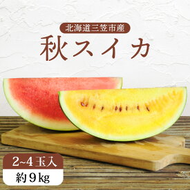 【ふるさと納税】≪2026年分≫秋に収穫される 赤色スイカ or 黄色スイカ 2～4玉 (約9kg) | スイカ すいか 9kg 秋スイカ 果物 フルーツ 国産 取り寄せ デザート グルメ 北海道 ふるさと納税 三笠市 三笠【01149】
