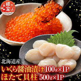 【ふるさと納税】 いくら醤油漬け 100g × 1P、ほたて貝柱 500g × 1P ホタテ ほたて 帆立 帆立貝柱 ホタテ貝柱 貝柱 イクラ 醤油 醤油漬 魚卵 鮭卵 お取り寄せ グルメ 海鮮 北海道 根室市 ふるさと納税 B-36019