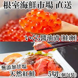【ふるさと納税】 無添加天然紅鮭 1 切れ真空 × 5P、いくら醤油漬け ( 鮭卵 ) 70g × 1P 鮭 さけ サケ しゃけ シャケ 魚 さかな サカナ 紅ざけ 紅ザケ べにざけ ベニザケ イクラ 醤油 醤油漬 魚卵 グルメ 海鮮 北海道 G-11068