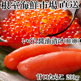 【ふるさと納税】 いくら醤油漬け ( 鮭卵 ) 70g × 1P、甘口たらこ 200g × 1P イクラ 醤油 醤油漬 たら子 タラコ 鱈子 魚卵 ご飯のお供 お取り寄せ グルメ 海鮮 北海道 根室市 ふるさと納税 G-14062