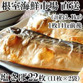 【ふるさと納税】根室海鮮市場＜直送＞塩さばフィーレ11枚×2P「計22枚、約3.1kg(1枚約141g)」 A-28174