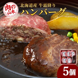 【ふるさと納税】北海道産 牛霜降りハンバーグ（5個）＜肉の山本＞ ハンバーグ 牛肉 加工肉 肩 ロース 霜降り 惣菜 レトルト 【北海道千歳市】ギフト ふるさと納税