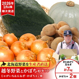 【ふるさと納税】「越冬じゃがいも」きたあかり3kg＆「たまねぎ」4kg＆カボチャ2個（まさかり+夢味）【土居ファーム】 やさい いも 芋 玉葱 じゃがいも 南瓜 越冬 野菜 千歳 北海道【北海道千歳市】ギフト ふるさと納税