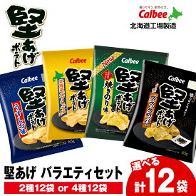 【ふるさと納税】カルビー 堅あげポテト 2種〜4種セット ＜ブラックペッパー・焼きのり・バターしょうゆ・うすしお＞ 計12袋 《千歳工場製造》スナック お菓子 北海道 千歳 ポテチ ポテトチップス 北海道ふるさと納税 千歳市 ふるさと納税 ギフト