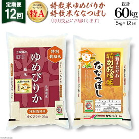 【ふるさと納税】12回 定期便 JA新すながわ産 特栽米ゆめぴりか＆特栽米ななつぼし 5kg×12回 総計60kg [ホクレン商事 北海道 砂川市 12260384]