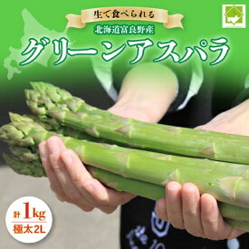 【ふるさと納税】2026年先行予約「生」で食べられる!北海道富良野産　グリーンアスパラ　1kg(極太2Lサイズ)_ アスパラ グリーンアスパラ 野菜 北海道 富良野 生 アスパラガス 旬 富良野市 採れたて 産地直送 人気 美味しい ふるさと 【配送不可地域：離島】【1256498】