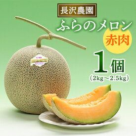 【ふるさと納税】富良野メロン 赤肉 大玉 1玉入(2kg～2.5kg)〈長沢農園〉【1265315】