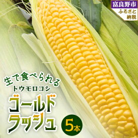 【ふるさと納税】2026年先行予約　生で食べられるトウモウロコシ　ゴールドラッシュ 5本入り_ とうもろこし トウモロコシ コーン ゴールドラッシュ 国産 北海道産 富良野 生 朝どれ 産地直送 冷蔵 高糖度 贈答 ギフト 限定 【配送不可地域：離島】【1483617】