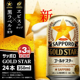 【ふるさと納税】『定期便：全3回』 GOLDSTAR350ml×24本 ゴールドスター GOLDSTAR サッポロビール 350ml 24本 ビール 生ビール サッポロ 北海道 ふるさと納税 恵庭市 恵庭 定期便 3ヶ月 定期 3回 【300085】