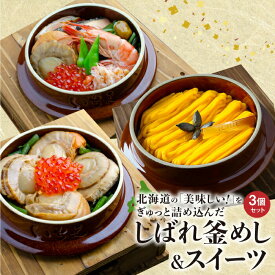 【ふるさと納税】しばれ釜めし＆釜スイーツ セット 計3個入り （ いちえ特製釜めし / 帆立釜めし / スイートパンプキン ） ふるさと納税 北海道 釜飯 釜めし 釜スイーツ いちえ 恵庭市 恵庭 お取り寄せ グルメ 詰め合わせ【28000201】