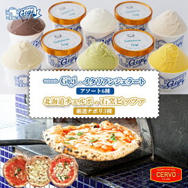 【ふるさと納税】ジェラテリアGigi イタリアンジェラート アソート6種 チェルボ 石窯ピッツァ 厳選ナポリ3種 セット ジェラート 計6個 カップ スイーツ ピザ ピッツァ 石窯ピザ 計3枚 お取り寄せ グルメ ふるさと納税 北海道【43010102】