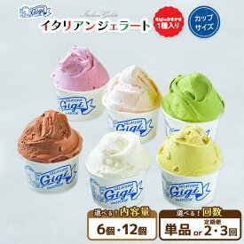 【ふるさと納税】【選べる個数＆お届け回数！】ジェラテリアGigiのイタリアンジェラート6種(Gigiのおまかせ1種入り）【カップサイズ】牛乳 ピスタチオ 抹茶 チョコレート ブルーベリーヨーグルト Gigiが選ぶおまかせジェラート ジェラート アイス 北海道 恵庭市