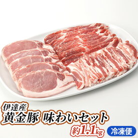 【ふるさと納税】伊達産 黄金豚 味わいセット 約1.1kg 【冷凍便】　【お肉・ロース・豚肉・バラ・黄金豚・こがねとん・詰め合わせ・セット・ロースかつ・食べ比べ】
