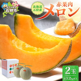 【ふるさと納税】北海道 石狩産 赤果肉 メロン 2玉 計3.2kg以上【7月中旬 発送】 石狩市 北海道メロン 赤 赤肉メロン あか フルーツ 果物 2玉 2個 くだもの 夏 おいしい ギフト 暑中御見舞 旬（のし対応）