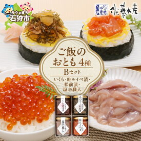 【ふるさと納税】鮭 ルイベ漬け 惣菜　＜佐藤水産＞ご飯のおとも 4種Bセット(いくら・鮭ルイベ漬・松前漬・塩辛職人)(No.10355)　北海道 石狩市 いしかり イクラ いくら醤油漬け 松前漬け ルイベ 珍味 セット 3（のし対応可）