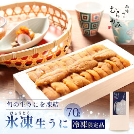 【ふるさと納税】「うにむらかみ」氷凍生うに(冷凍生うに)　70g×1枚【 ふるさと納税 人気 おすすめ ランキング うに ウニ 雲丹 いくら 塩水ウニ 塩水うに キタムラサキウニ バフンウニ うに丼 海鮮 ミョウバン 不使用 北海道 北斗市 送料無料 】 HOKT007